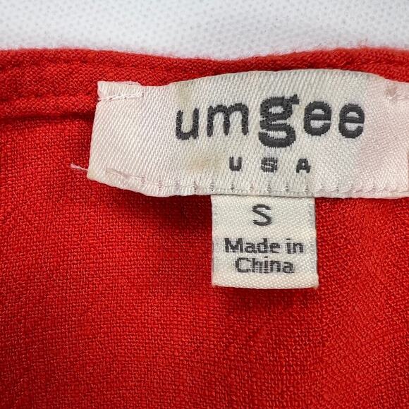 Umgee Fiesta Linen Blend Orange Floral Embroidered Swing Shirt Oversized Size S - Picture 6 of 12